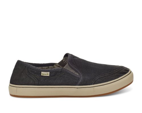 Sanuk Mens Tideline Hemp Slip-on Black Shoes | LDTYSX062